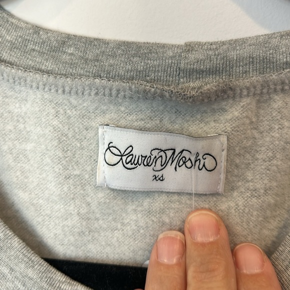 Lauren Moshi Lipstick Ring Lips Oversized Sweatshirt Grey - Picture 3 of 9